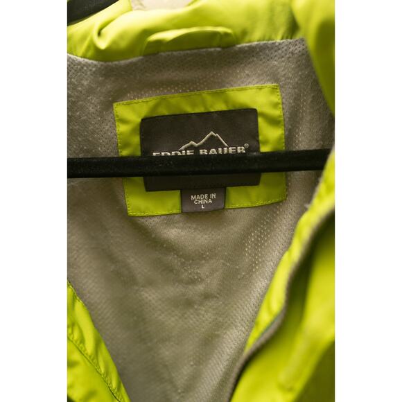 Eddie Bauer WeatherEdge Rain Jacket Men’s Large – Lime Green Windbreaker - Picture 3 of 4